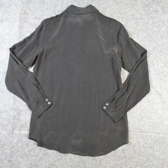 Equipment Femme Top Womens Extra Small Silk Button Front Long Sleeve Black Luxe - Picture 6 of 10